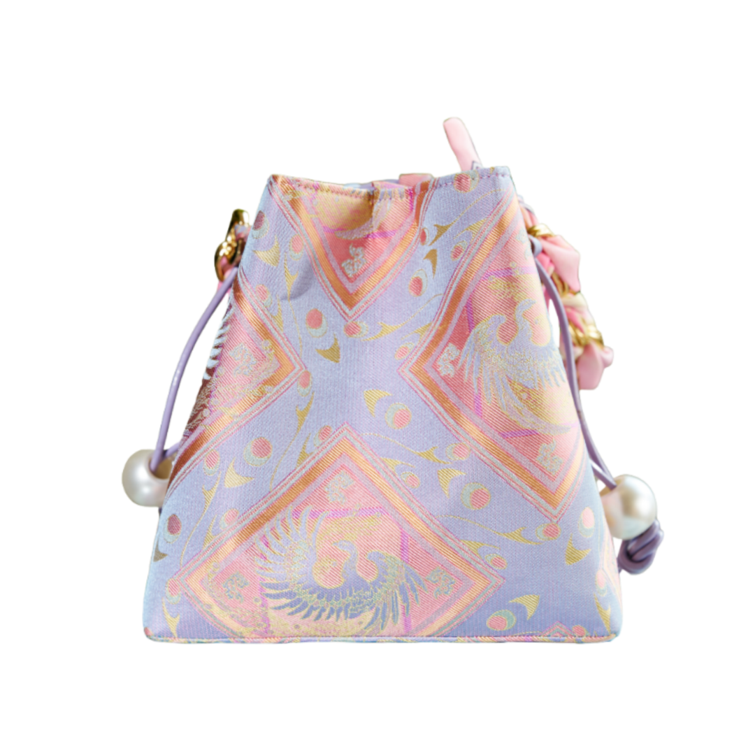 Bucket Bag-Peacock Falling Treasure Pattern