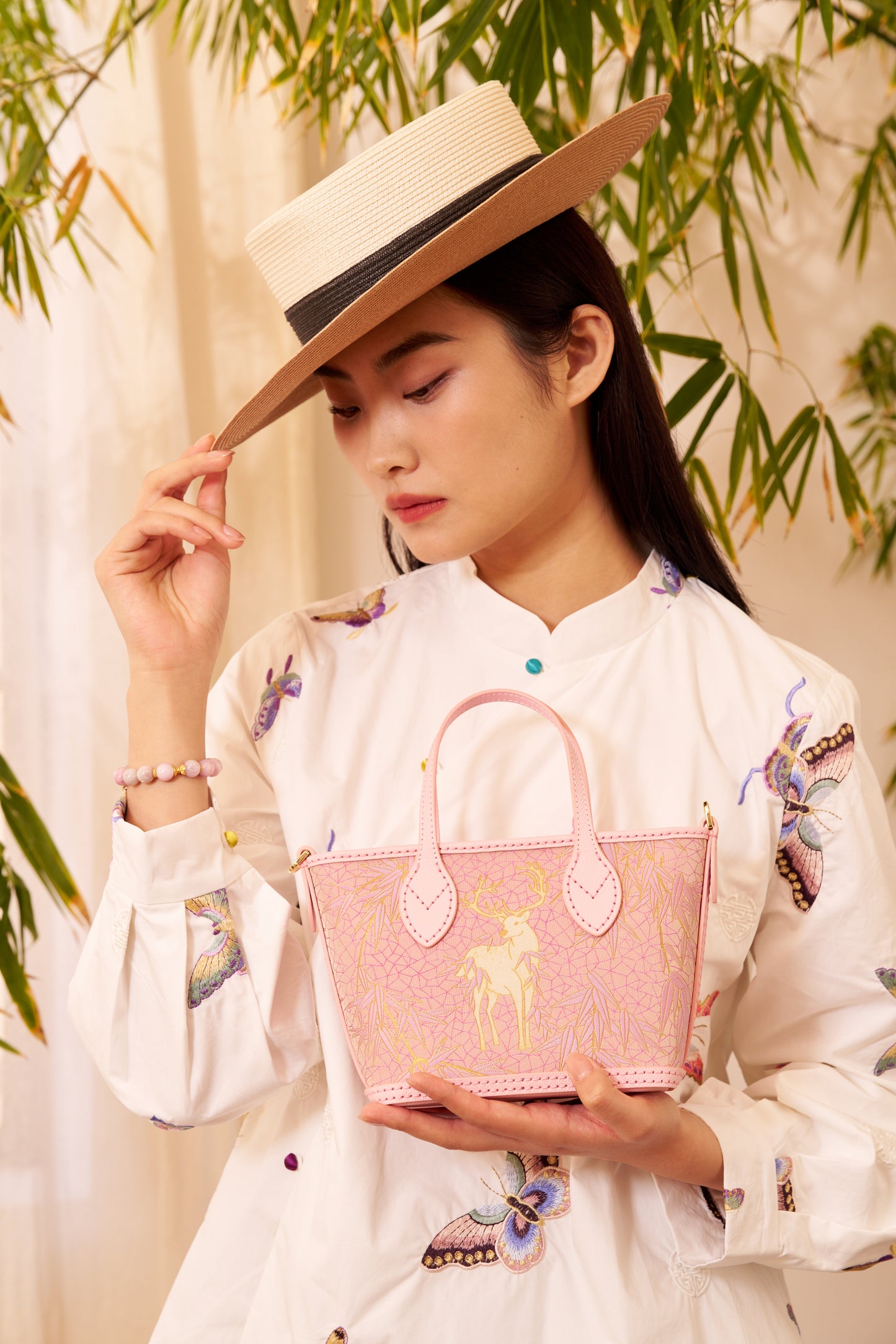 Tote Bag-Harmony of Deer & Bamboo