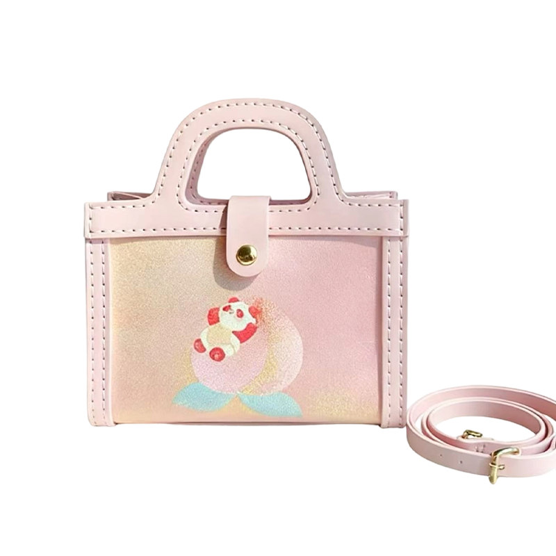 Small Square Bag-Brocade Bear on the Blessing Peach