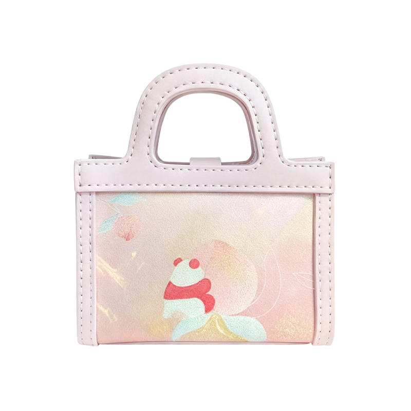 Small Square Bag-Brocade Bear on the Blessing Peach
