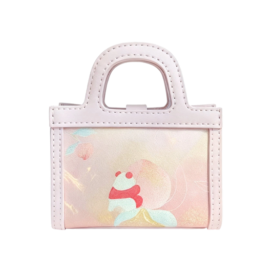 Small Square Bag-Brocade Bear on the Blessing Peach