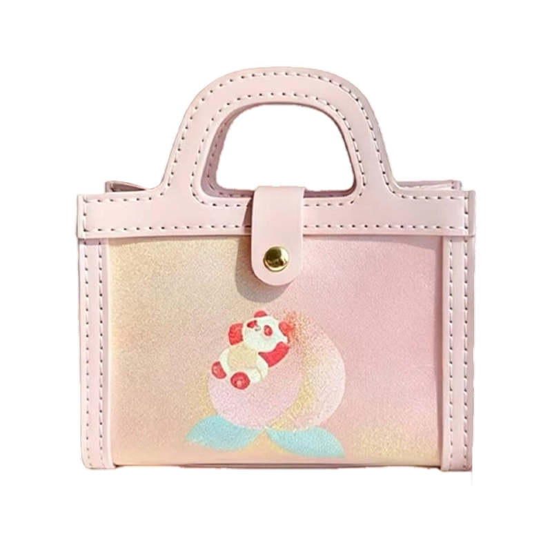 Small Square Bag-Brocade Bear on the Blessing Peach