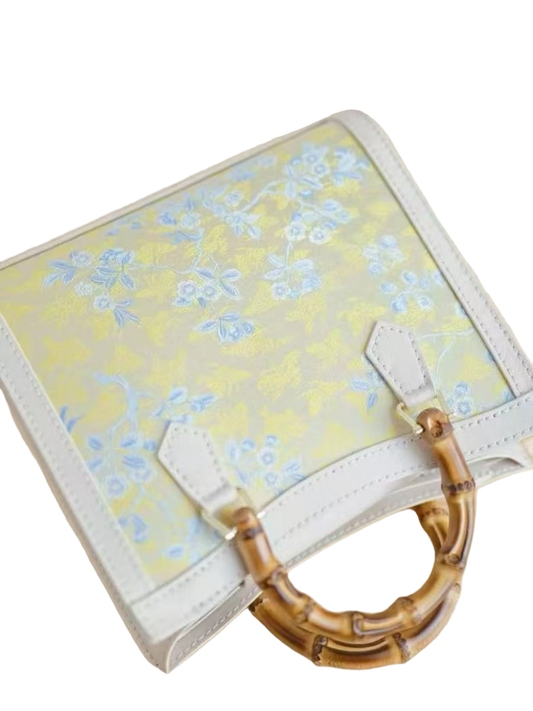 Tote Bag -Green Peach and Butterfly Pattern