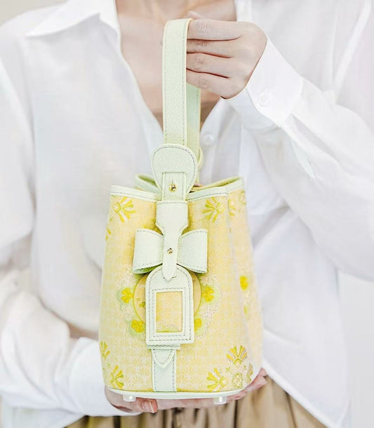 Bucket Bag- Ginkgo Pattern