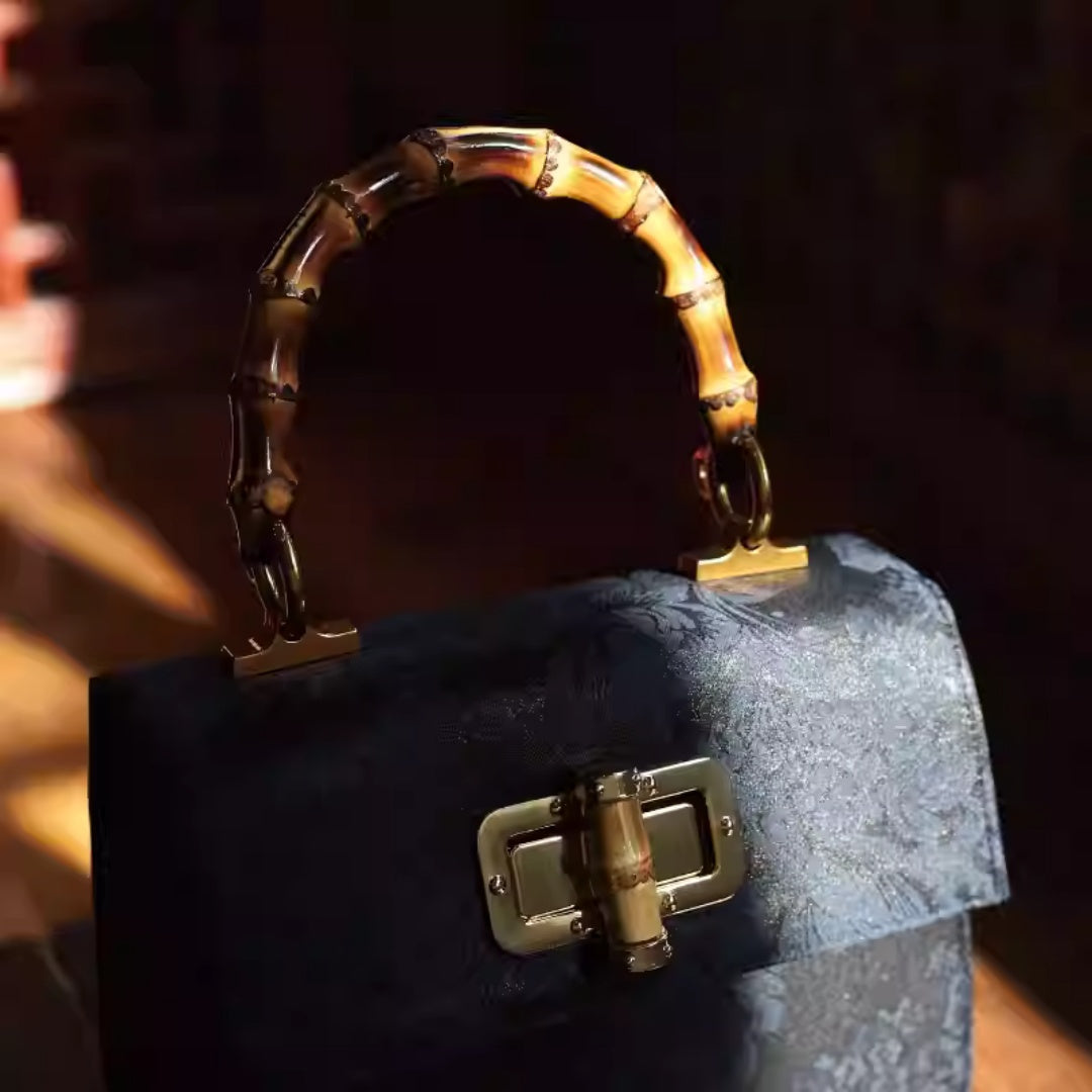 Bamboo Tote-Xiangyun yarn with blue flowers