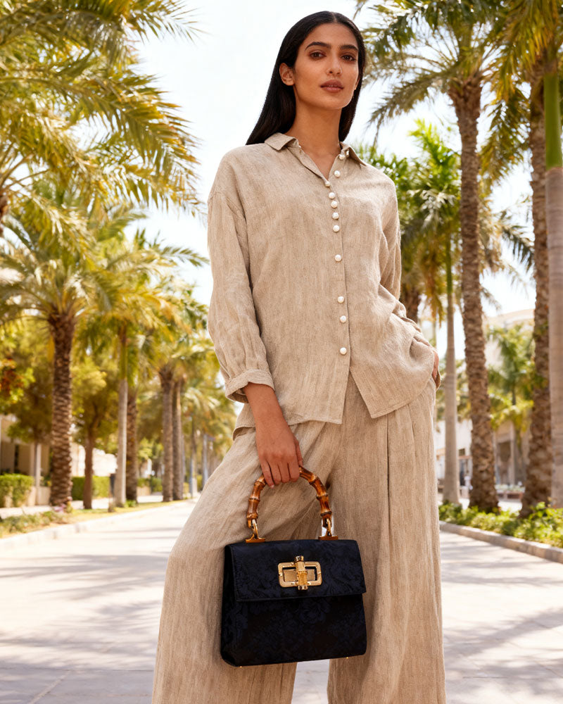 Bamboo Tote-Xiangyun yarn with blue flowers