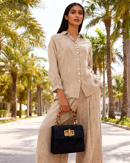 Bamboo Tote-Xiangyun yarn with blue flowers