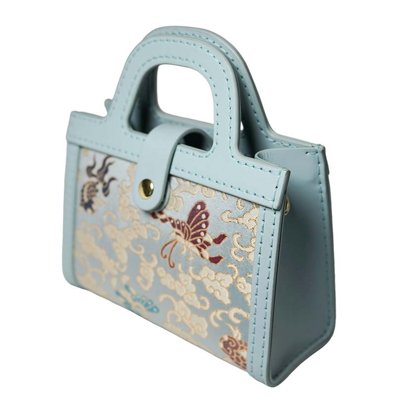 Small Square Bag - Goldfish with colorful butterflies