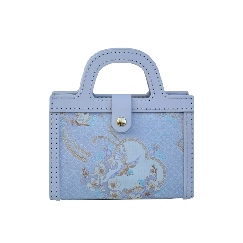 حقيبة مربعة صغيرة - طائر الجنة وزهر المشمش