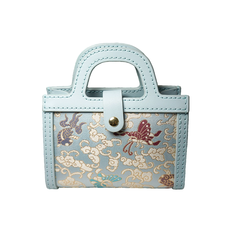 حقيبة مربعة صغيرة - سمكة ذهبية مع فراشات ملونة