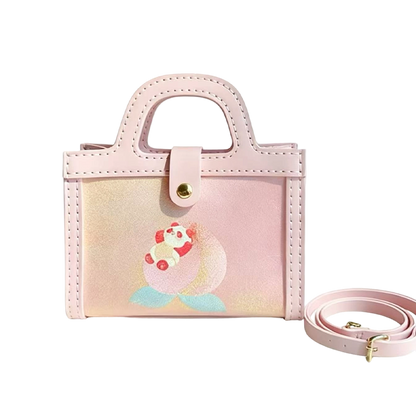 Small Square Bag-Brocade Bear on the Blessing Peach