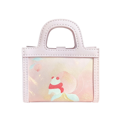 Small Square Bag-Brocade Bear on the Blessing Peach
