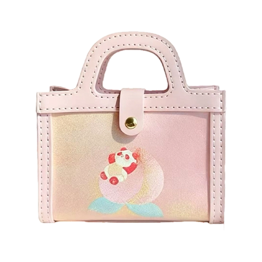 Small Square Bag-Brocade Bear on the Blessing Peach